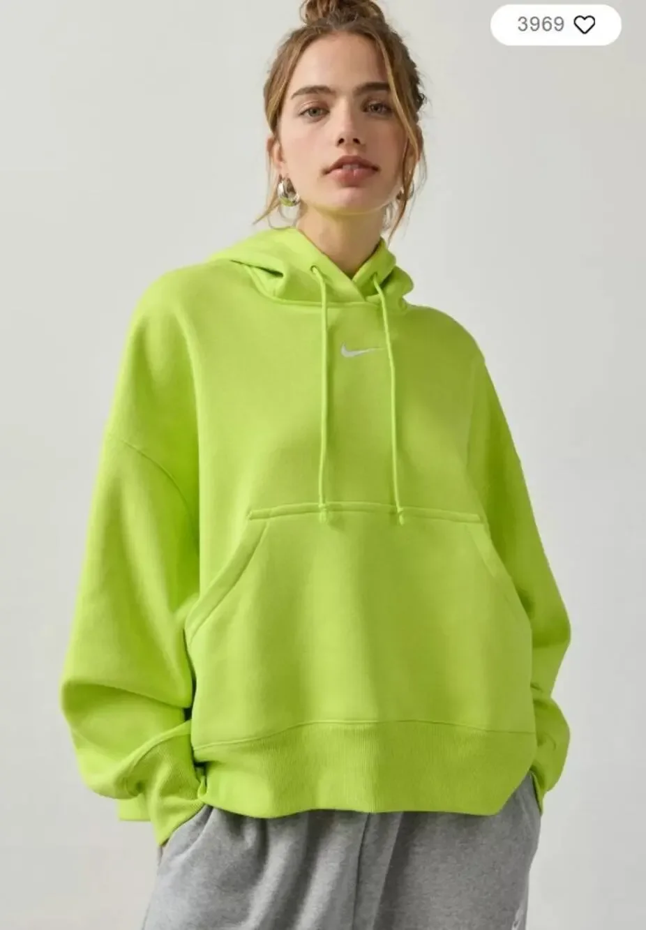 Nike Phoenix Fleece Over-Oversized Hoodie Sweatshirt Cyber Neon Green  Wmn Small